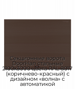 Секционные ворота DoorHan стальные 2100х3000 цвета RAL 8017 (коричнево-красный) с дизайном «волна» с автоматикой preview 1