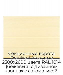 Секционные ворота DoorHan стальные 2300х2600 цвета RAL 1014 (бежевый) с дизайном «волна» с автоматикой preview 1